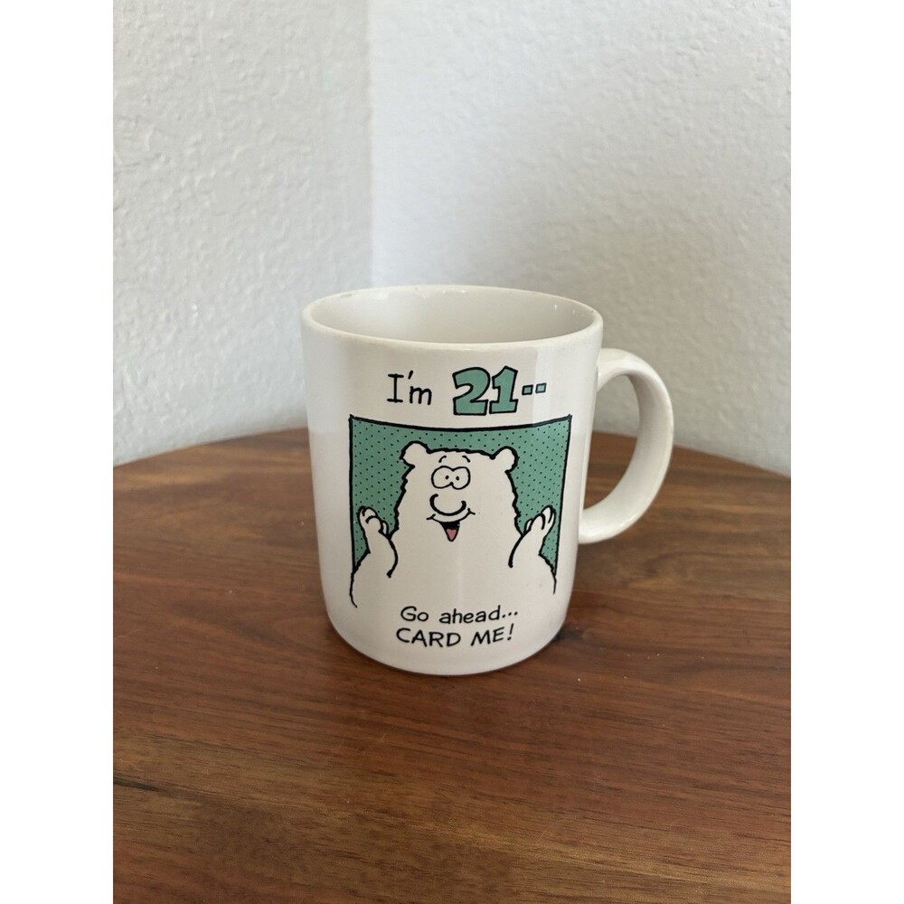 Shoebox Greetings Mug Cup Birthday I'm 21 Go Ahead Card Me 1988 Vintage